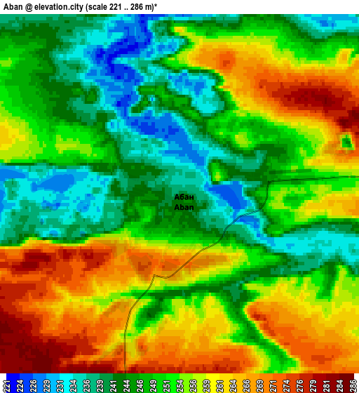 Zoom OUT 2x Aban, Russia elevation map