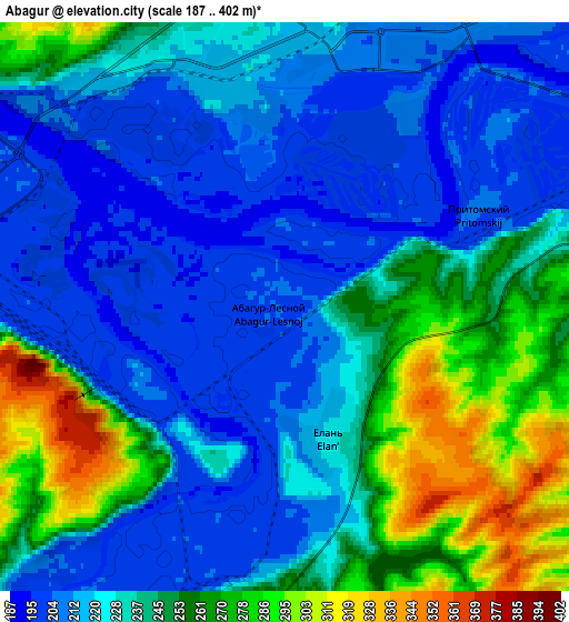 Zoom OUT 2x Abagur, Russia elevation map
