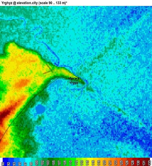 Zoom OUT 2x Yrghyz, Kazakhstan elevation map