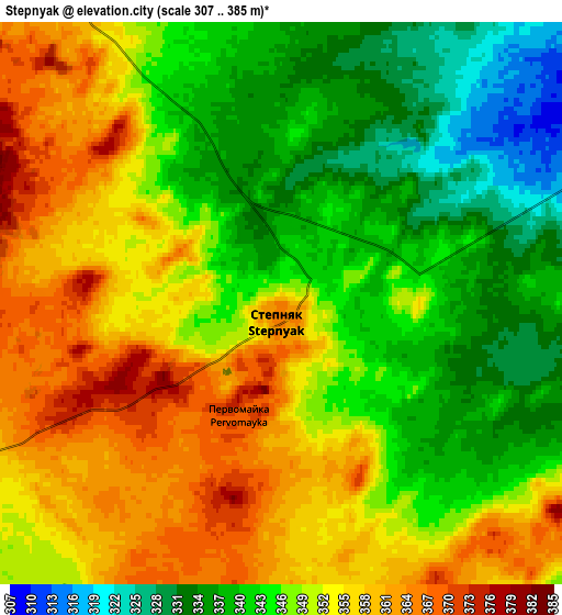 Zoom OUT 2x Stepnyak, Kazakhstan elevation map