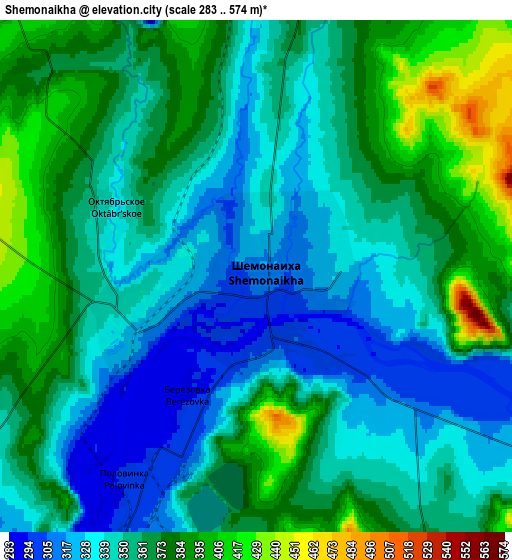 Zoom OUT 2x Shemonaīkha, Kazakhstan elevation map