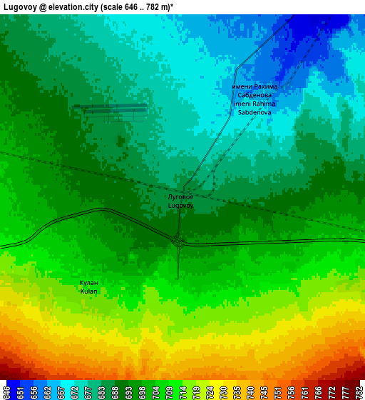 Zoom OUT 2x Lugovoy, Kazakhstan elevation map