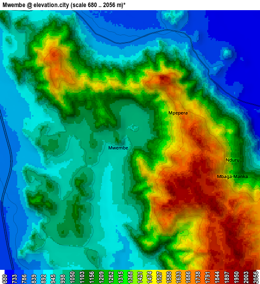 Zoom OUT 2x Mwembe, Tanzania elevation map