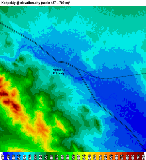 Zoom OUT 2x Kokpekty, Kazakhstan elevation map