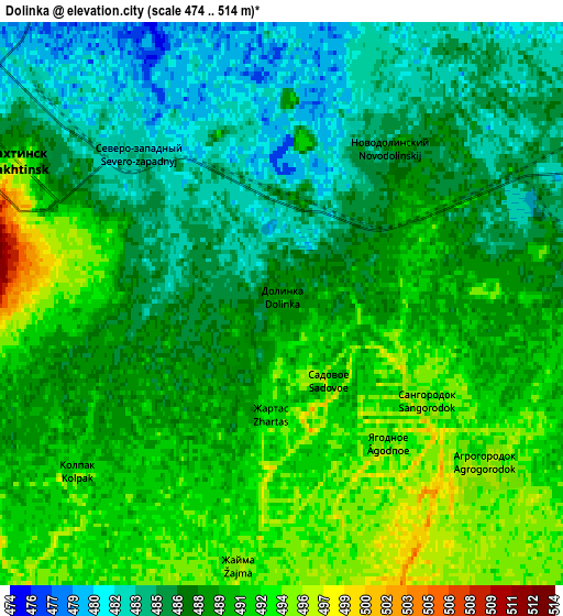 Zoom OUT 2x Dolinka, Kazakhstan elevation map