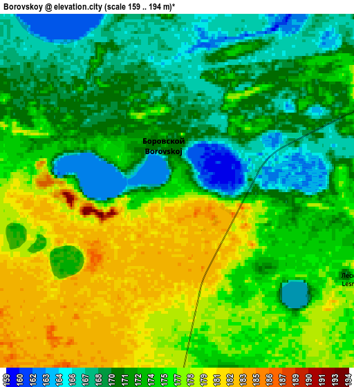 Zoom OUT 2x Borovskoy, Kazakhstan elevation map