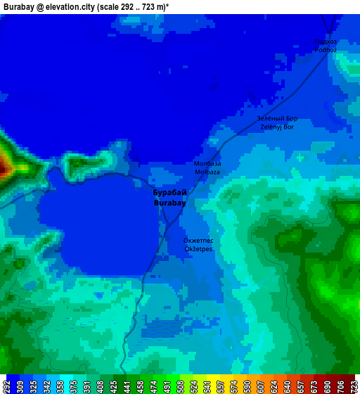 Zoom OUT 2x Būrabay, Kazakhstan elevation map