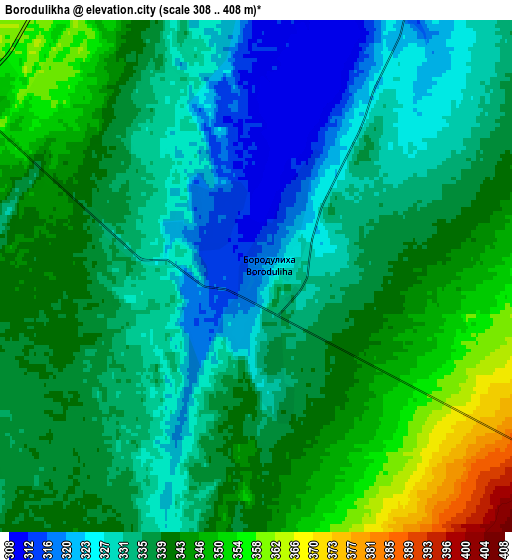 Zoom OUT 2x Borodulikha, Kazakhstan elevation map