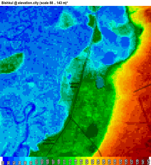 Zoom OUT 2x Bishkul, Kazakhstan elevation map