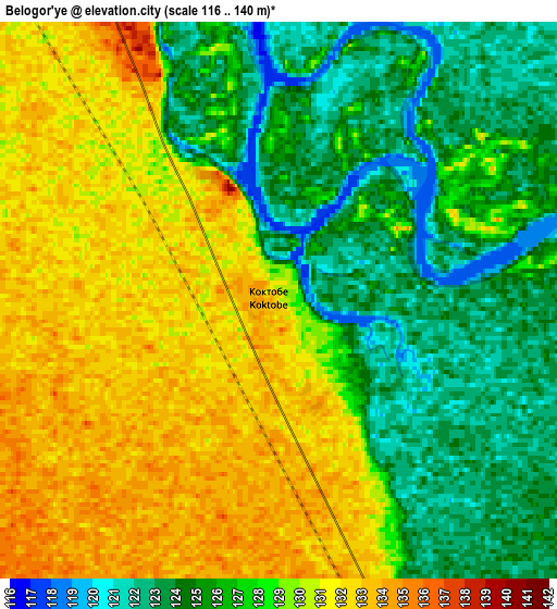 Zoom OUT 2x Belogor’ye, Kazakhstan elevation map