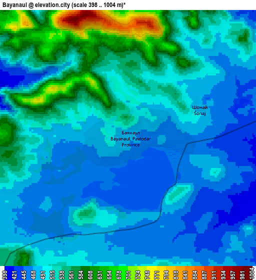 Zoom OUT 2x Bayanaul, Kazakhstan elevation map