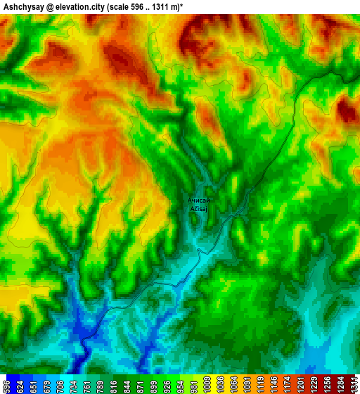 Zoom OUT 2x Ashchysay, Kazakhstan elevation map