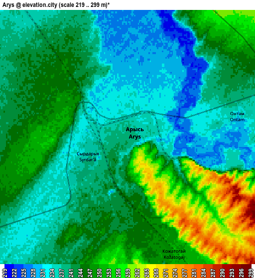 Zoom OUT 2x Arys, Kazakhstan elevation map