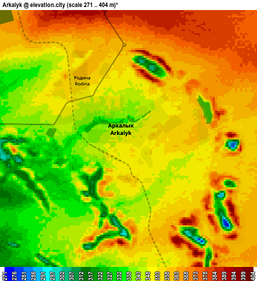 Zoom OUT 2x Arkalyk, Kazakhstan elevation map