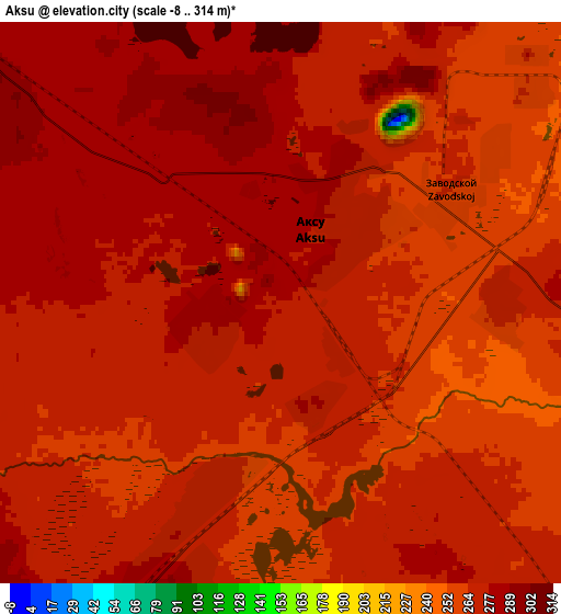 Zoom OUT 2x Aksu, Kazakhstan elevation map