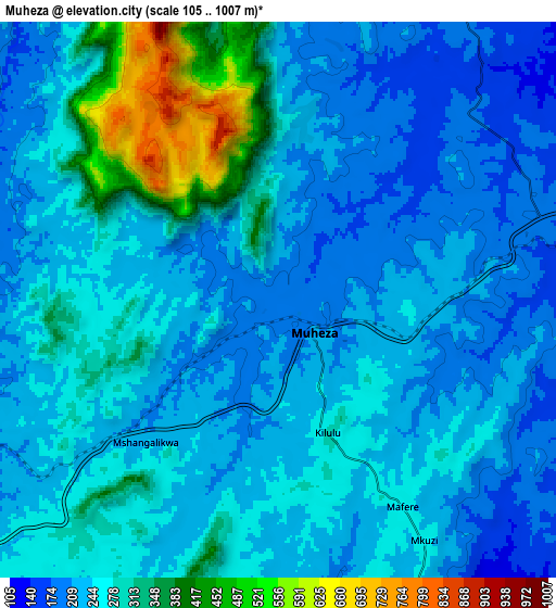 Zoom OUT 2x Muheza, Tanzania elevation map