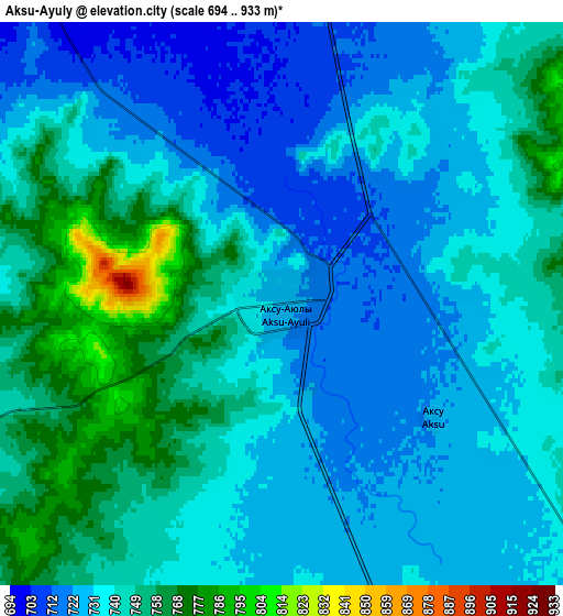 Zoom OUT 2x Aksu-Ayuly, Kazakhstan elevation map