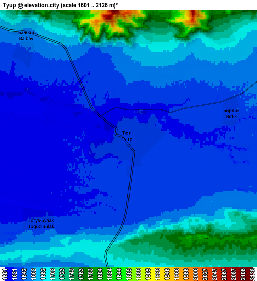 Zoom OUT 2x Tyup, Kyrgyzstan elevation map