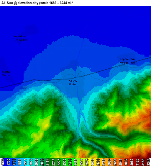 Zoom OUT 2x Ak-Suu, Kyrgyzstan elevation map