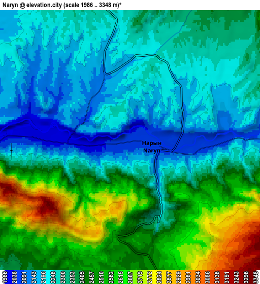 Zoom OUT 2x Naryn, Kyrgyzstan elevation map