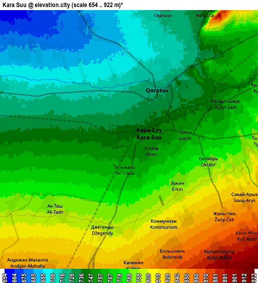 Zoom OUT 2x Kara Suu, Kyrgyzstan elevation map