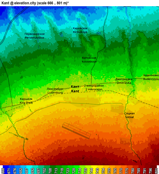 Zoom OUT 2x Kant, Kyrgyzstan elevation map