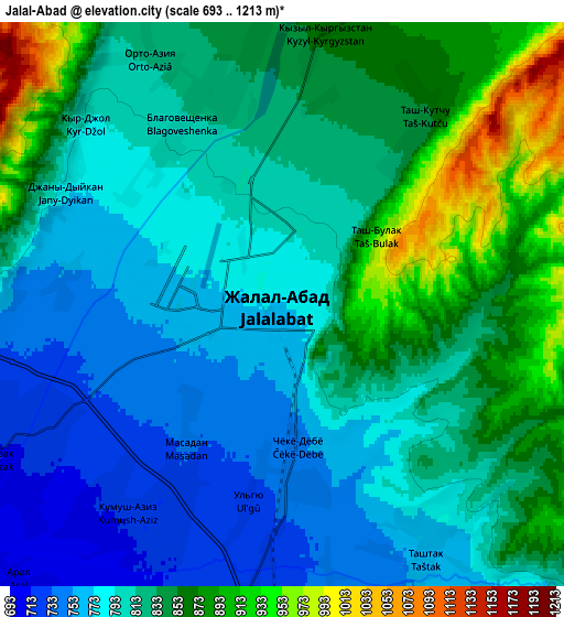 Zoom OUT 2x Jalal-Abad, Kyrgyzstan elevation map