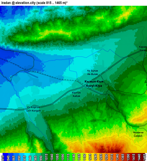 Zoom OUT 2x Iradan, Kyrgyzstan elevation map