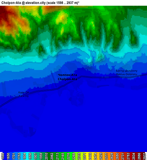 Zoom OUT 2x Cholpon-Ata, Kyrgyzstan elevation map