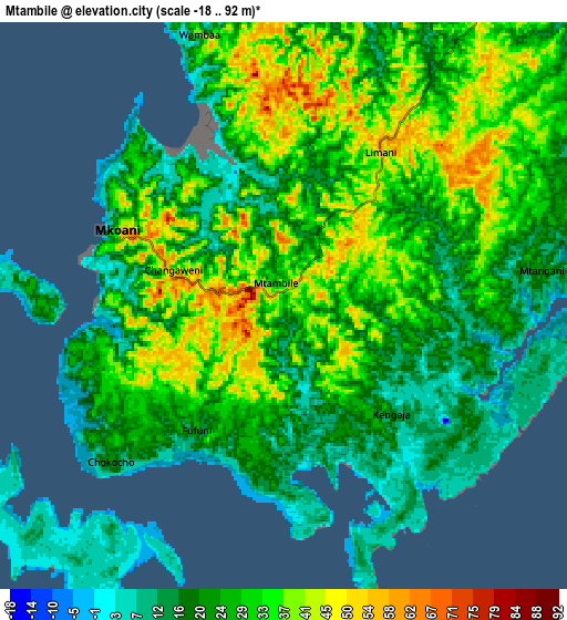 Zoom OUT 2x Mtambile, Tanzania elevation map