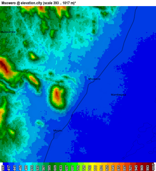 Zoom OUT 2x Msowero, Tanzania elevation map