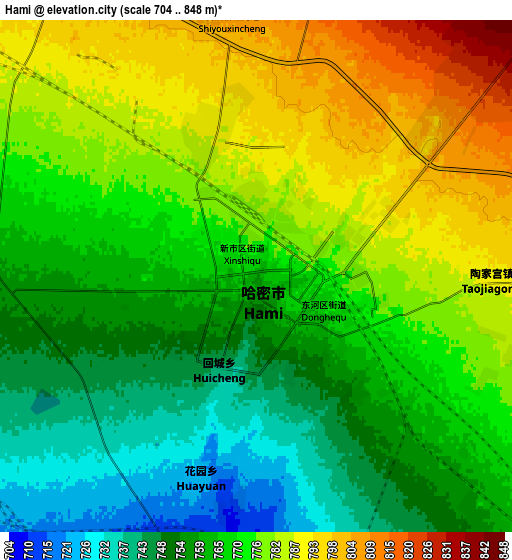 Zoom OUT 2x Hami, China elevation map