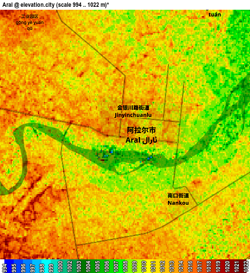 Zoom OUT 2x Aral, China elevation map