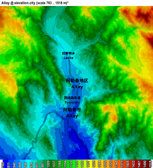 Zoom OUT 2x Altay, China elevation map