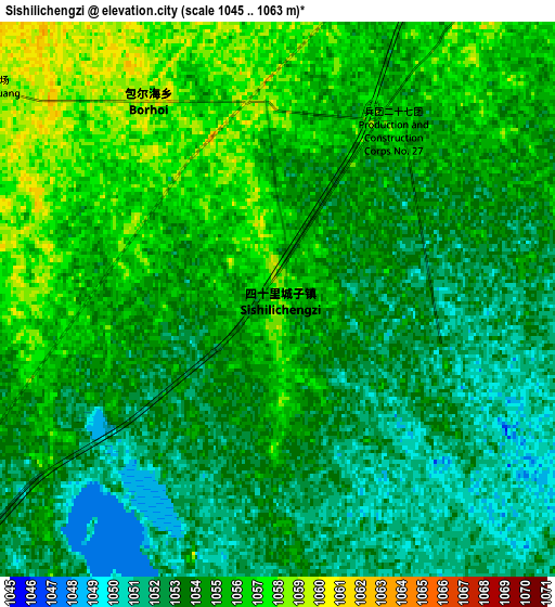 Zoom OUT 2x Sishilichengzi, China elevation map