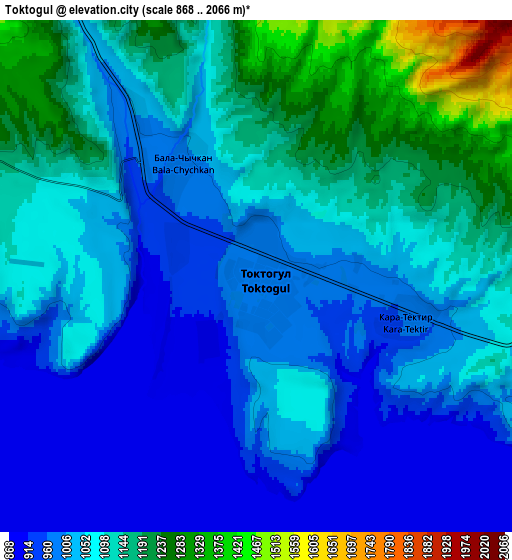 Zoom OUT 2x Toktogul, Kyrgyzstan elevation map