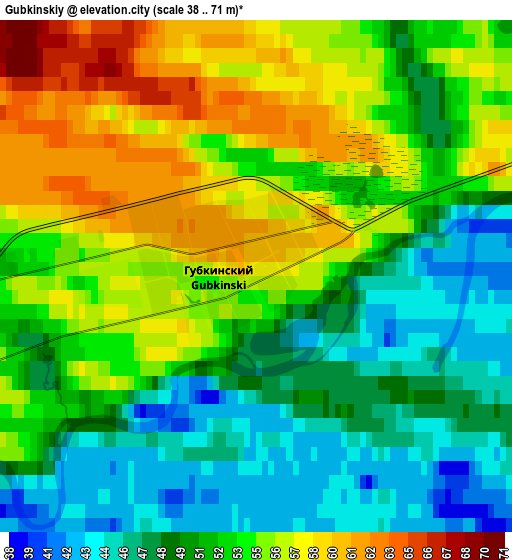 Zoom OUT 2x Gubkinskiy, Russia elevation map