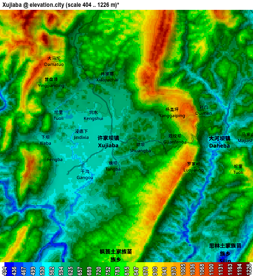 Zoom OUT 2x Xujiaba, China elevation map