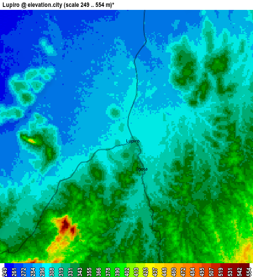 Zoom OUT 2x Lupiro, Tanzania elevation map