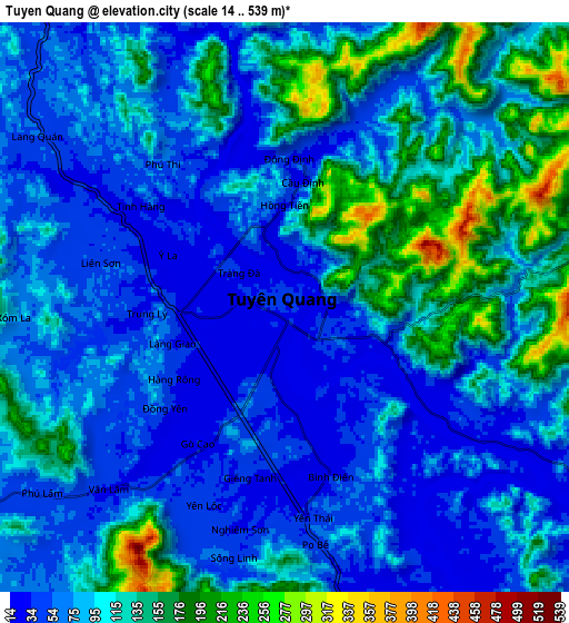 Zoom OUT 2x Tuyên Quang, Vietnam elevation map