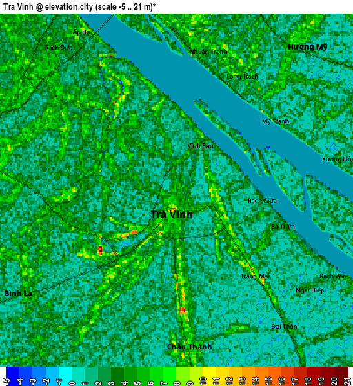 Zoom OUT 2x Trà Vinh, Vietnam elevation map