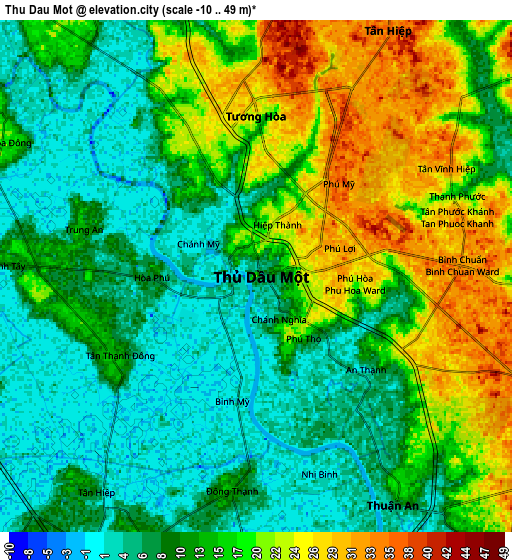 Zoom OUT 2x Thủ Dầu Một, Vietnam elevation map