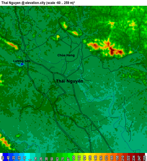 Zoom OUT 2x Thái Nguyên, Vietnam elevation map