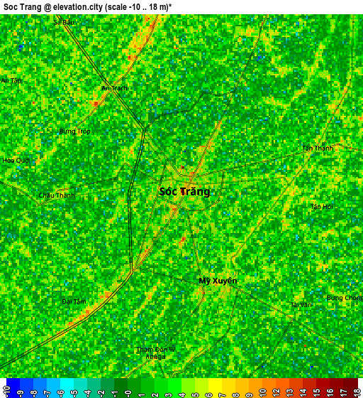 Zoom OUT 2x Sóc Trăng, Vietnam elevation map