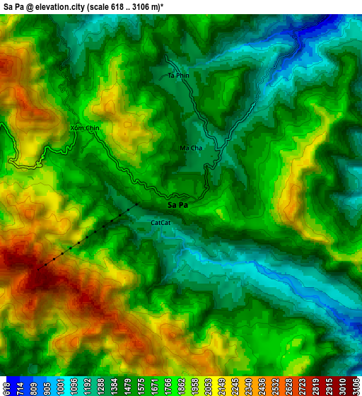 Zoom OUT 2x Sa Pa, Vietnam elevation map