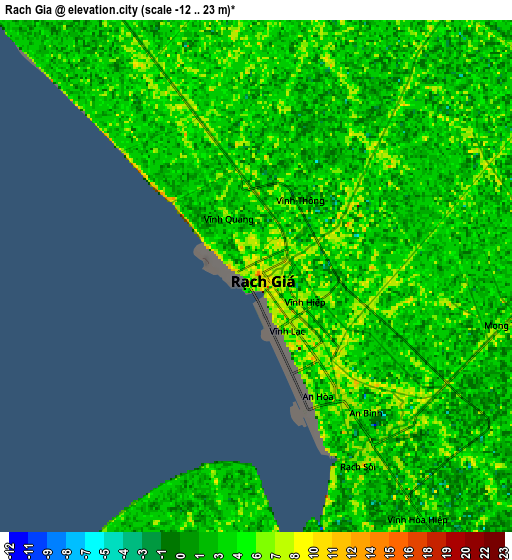 Zoom OUT 2x Rạch Giá, Vietnam elevation map