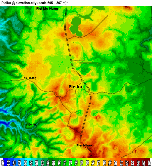 Zoom OUT 2x Pleiku, Vietnam elevation map