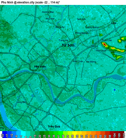 Zoom OUT 2x Phù Ninh, Vietnam elevation map