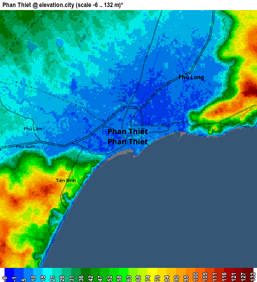 Zoom OUT 2x Phan Thiết, Vietnam elevation map