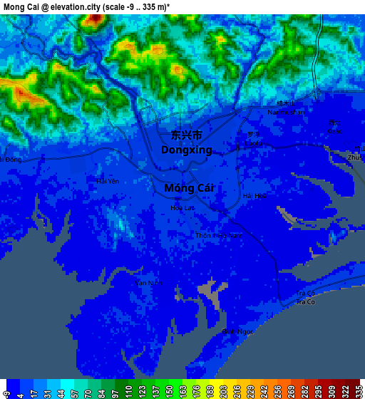 Zoom OUT 2x Móng Cái, Vietnam elevation map